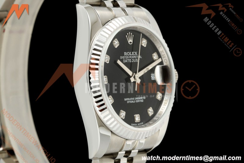 Rolex - Datejust 116234 36mm Jub Flt 316L SS/SS Blk/Dia BPF VR3135 | 롤렉스 - 데이트저스트 116234 36mm 주브 플랫 316L SS/SS 블랙/다이아 BPF VR3135