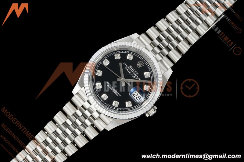 Rolex - Datejust 126234 36mm Jub Flt 904L SS/SS Blk/Dia Clean Plus DD3235 | 롤렉스 데이트저스트 126234 36mm 주빌리 브레이슬릿 플루티드 베젤 904L 스테인리스 스틸 블랙 다이얼 다이아몬드 인덱스 클린 팩토리 DD3235 무브먼트