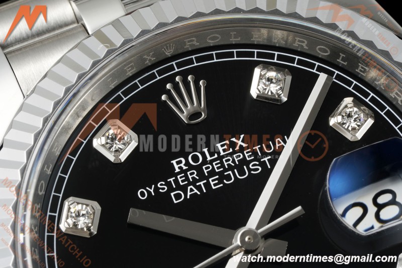 Rolex - Datejust 126234 36mm Jub Flt 904L SS/SS Blk/Dia Clean Plus DD3235 | 롤렉스 데이트저스트 126234 36mm 주빌리 브레이슬릿 플루티드 베젤 904L 스테인리스 스틸 블랙 다이얼 다이아몬드 인덱스 클린 팩토리 DD3235 무브먼트