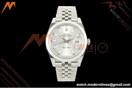 Rolex - Datejust 126334 41mm Jub Flt 904L SS/SS Silv/Stk SCF VR3235 | 롤렉스 데이트저스트 41 Ref.126334 41mm, 쥬빌리 브레이슬릿, 플루티드 베젤, 904L 스테인리스 스틸, 실버 다이얼, 바 인덱스, ARF, DD3235 무브먼트