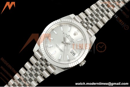 Rolex - Datejust 126334 41mm Jub Flt 904L SS/SS Silv/Stk SCF VR3235 | 롤렉스 데이트저스트 41 Ref.126334 41mm, 쥬빌리 브레이슬릿, 플루티드 베젤, 904L 스테인리스 스틸, 실버 다이얼, 바 인덱스, ARF, DD3235 무브먼트
