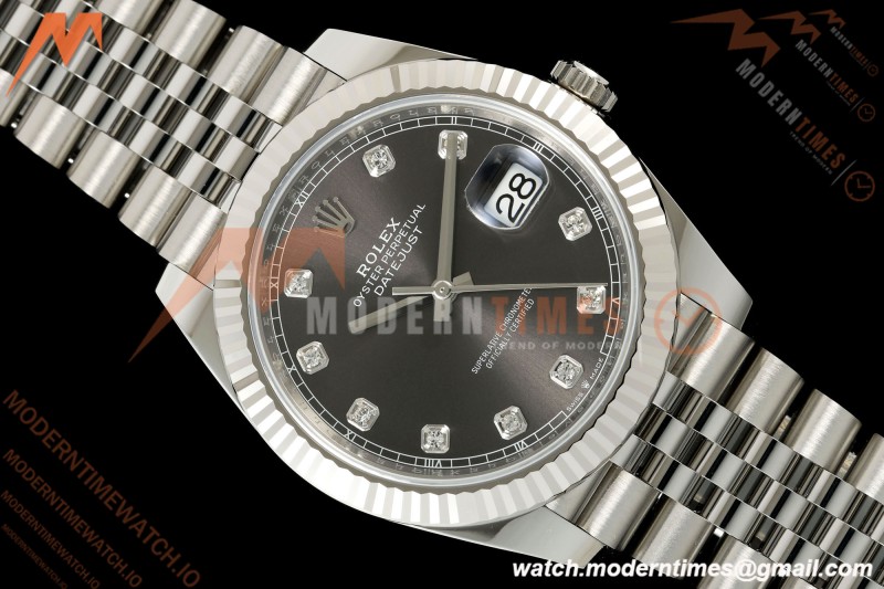 Rolex - Datejust 126334 41mm Jub Flt 904L SS/SS Gray/Dia ARF DD3235 | 롤렉스 데이트저스트 41 Ref.126334 41mm, 쥬빌리 브레이슬릿, 플루티드 베젤, 904L 스테인리스 스틸, 그레이 다이얼 다이아몬드 인덱스, ARF, DD3235 무브먼트