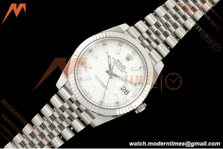 Rolex - Datejust 126334 41mm Jub Flt 904L SS/SS Wht/Stk ARF DD3235 | 롤렉스 데이트저스트 41 Ref.126334 41mm, 쥬빌리 브레이슬릿, 플루티드 베젤, 904L 스테인리스 스틸, 화이트 다이얼, 바 인덱스, ARF, DD3235 무브먼트