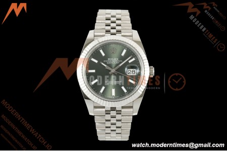 Rolex - Datejust 126334 41mm Jub Flt 904L SS/SS Grn/Stk ARF DD3235 | 롤렉스 데이트저스트 41 Ref.126334 41mm, 쥬빌리 브레이슬릿, 플루티드 베젤, 904L 스테인리스 스틸, 그린 다이얼, 바 인덱스, ARF, DD3235 무브먼트