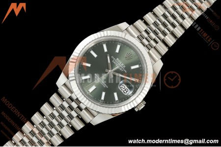 Rolex - Datejust 126334 41mm Jub Flt 904L SS/SS Grn/Stk ARF DD3235 | 롤렉스 데이트저스트 41 Ref.126334 41mm, 쥬빌리 브레이슬릿, 플루티드 베젤, 904L 스테인리스 스틸, 그린 다이얼, 바 인덱스, ARF, DD3235 무브먼트