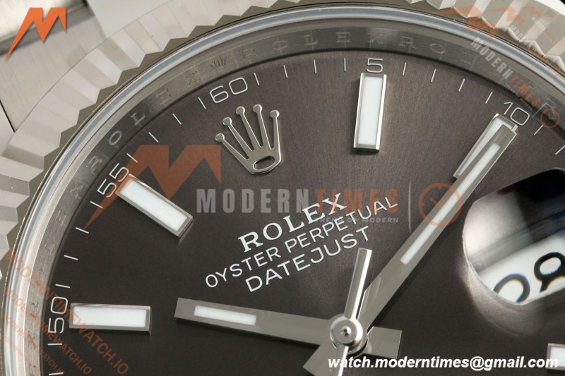 Rolex - Datejust 126334 41mm Oys Flt 904L SS/SS Gray/Stk ARF DD3235 | 롤렉스 데이저스트 126334, 41mm, 오이스터 브레이슬릿, 플루티드 베젤, 904L 스테인리스 스틸 케이스/브레이슬릿, 그레이 다이얼, 스틱 인덱스, ARF, DD3235 무브먼트