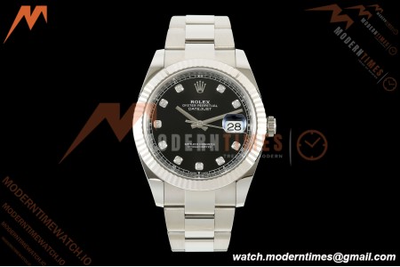 Rolex - Datejust 126334 41mm Oys Flt 904L SS/SS Blk/Dia ARF DD3235 | 롤렉스 데이저스트 126334, 41mm, 오이스터 브레이슬릿, 플루티드 베젤, 904L 스테인리스 스틸 케이스/브레이슬릿, 블랙 다이얼, 다이아몬드 인덱스, ARF, DD3235 무브먼트