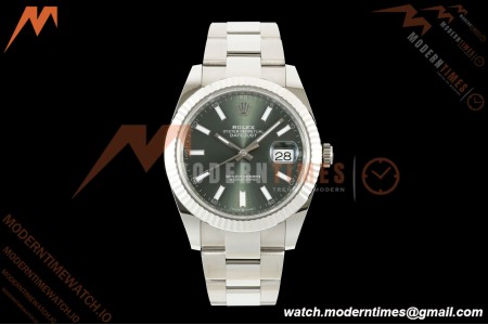 Rolex - Datejust 126334 41mm Oys Flt 904L SS/SS Grn/Stk ARF DD3235 | 롤렉스 데이저스트 126334, 41mm, 오이스터 브레이슬릿, 플루티드 베젤, 904L 스테인리스 스틸 케이스/브레이슬릿, 그린 다이얼, 스틱 인덱스, ARF, DD3235 무브먼트