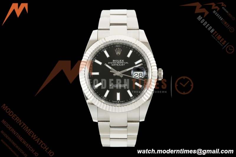 Rolex - Datejust 126334 41mm Oys Flt 904L SS/SS Blk/Stk ARF DD3235 | 롤렉스 데이저스트 126334, 41mm, 오이스터 브레이슬릿, 플루티드 베젤, 904L 스테인리스 스틸 케이스/브레이슬릿, 블랙 다이얼, 스틱 인덱스, ARF, DD3235 무브먼트