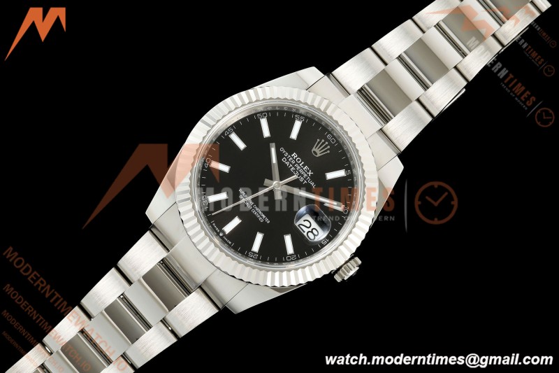 Rolex - Datejust 126334 41mm Oys Flt 904L SS/SS Blk/Stk ARF DD3235 | 롤렉스 데이저스트 126334, 41mm, 오이스터 브레이슬릿, 플루티드 베젤, 904L 스테인리스 스틸 케이스/브레이슬릿, 블랙 다이얼, 스틱 인덱스, ARF, DD3235 무브먼트
