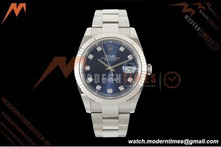 Rolex - Datejust 126334 41mm Oys Flt 904L SS/SS Blu/Dia ARF DD3235 | 롤렉스 데이저스트 126334, 41mm, 오이스터 브레이슬릿, 플루티드 베젤, 904L 스테인리스 스틸 케이스/브레이슬릿, 블루 다이얼, 다이아몬드 인덱스, ARF, DD3235 무브먼트