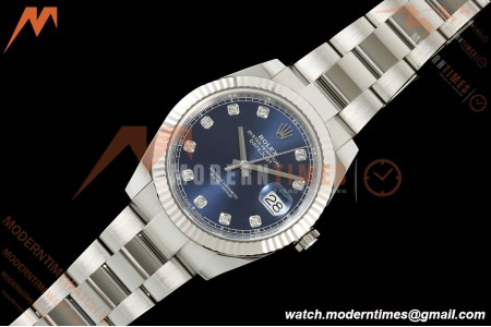 Rolex - Datejust 126334 41mm Oys Flt 904L SS/SS Blu/Dia ARF DD3235 | 롤렉스 데이저스트 126334, 41mm, 오이스터 브레이슬릿, 플루티드 베젤, 904L 스테인리스 스틸 케이스/브레이슬릿, 블루 다이얼, 다이아몬드 인덱스, ARF, DD3235 무브먼트