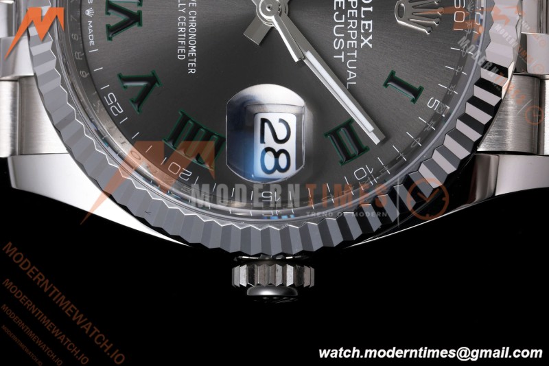 Rolex - Datejust 126234 36mm Wimbledon Jub Flt 904L SS/SS Grey/Rmn VSF VS3235 | 롤렉스 데이트저스트 36 Ref.126234 “윔블던” 36mm, 쥬빌리 브레이슬릿, 플루티드 베젤, 904L 스테인리스 스틸, 그레이 다이얼 로마 숫자 인덱스, VF, DD3235 무브먼트