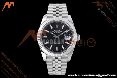 Rolex - Datejust 126334 41mm Jub Flt 904L SS/SS Blk/Stk VF DD3235 | 롤렉스 데이트저스트 41 Ref.126334 41mm, 쥬빌리 브레이슬릿, 플루티드 베젤, 904L 스테인리스 스틸, 블랙 다이얼, 바 인덱스, VF, DD3235 무브먼트