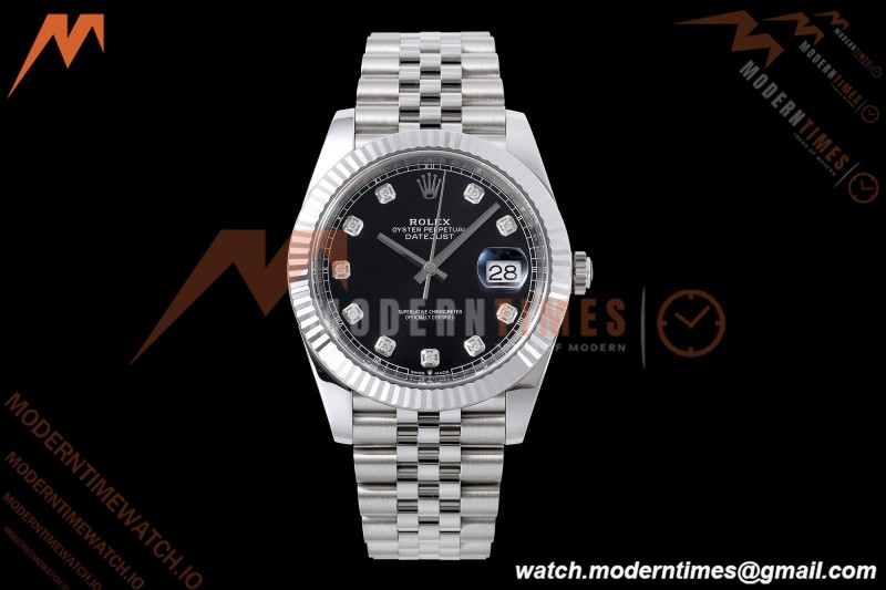 Rolex - Datejust 126334 41mm Jub Flt 904L SS/SS Blk/Dia VF DD3235