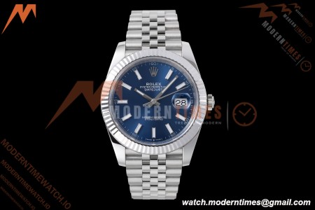 Rolex - Datejust 126334 41mm Jub Flt 904L SS/SS Blue/Stk VF DD3235 | 롤렉스 데이트저스트 41 Ref.126334 41mm, 쥬빌리 브레이슬릿, 플루티드 베젤, 904L 스테인리스 스틸, 블루 다이얼, 바 인덱스, VF, DD3235 무브먼트