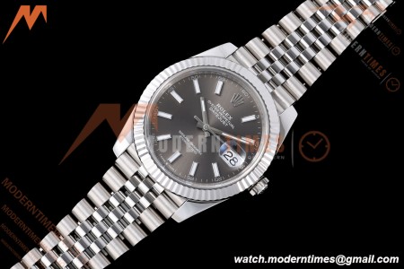 Rolex - Datejust 126334 41mm Jub Flt 904L SS/SS Grey/Stk VF DD3235 | 롤렉스 데이트저스트 41 Ref.126334 41mm, 쥬빌리 브레이슬릿, 플루티드 베젤, 904L 스테인리스 스틸, 그레이 다이얼, 바 인덱스, VF, DD3235 무브먼트