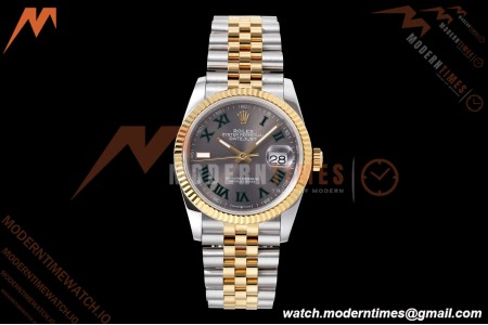 Rolex - Datejust 126233 36mm Jub Flt 904L YG/SS Grey/Rmn Wimbledon Dial QF SH3235