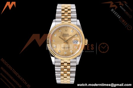 Rolex - Datejust 126233 36mm Jub Flt 904L YG/SS G-Wave/Dia QF SH3235 | 롤렉스 - 데이저스트 126233 36mm 주빌리 플루드 904L YG/SS G웨이브/다이아 QF SH3235
