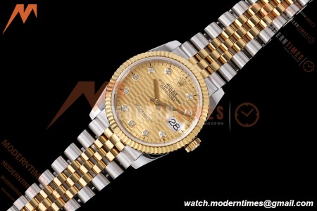 Rolex - Datejust 126233 36mm Jub Flt 904L YG/SS G-Wave/Dia QF SH3235 | 롤렉스 - 데이저스트 126233 36mm 주빌리 플루드 904L YG/SS G웨이브/다이아 QF SH3235