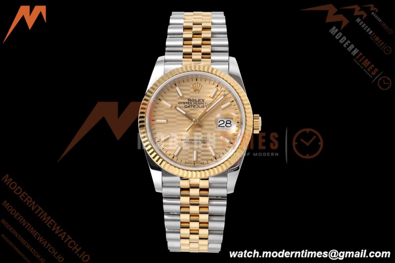 Rolex - Datejust 126233 36mm Jub Flt 904L YG/SS G-Wave/Stk QF SH3235