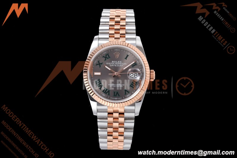 Rolex - Datejust 126231 36mm Jub Flt 904L RG/SS Grey Wimbledon/Roman QF SH3235 | 롤렉스 - 데이저스트 126231 36mm 주빌리 플라이트 904L RG/SS 그레이 윔블던/로마 숫자 QF SH3235