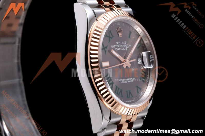 Rolex - Datejust 126231 36mm Jub Flt 904L RG/SS Grey Wimbledon/Roman QF SH3235 | 롤렉스 - 데이저스트 126231 36mm 주빌리 플라이트 904L RG/SS 그레이 윔블던/로마 숫자 QF SH3235