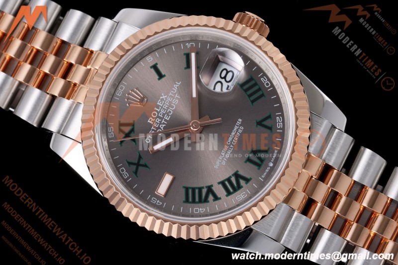 Rolex - Datejust 126231 36mm Jub Flt 904L RG/SS Grey Wimbledon/Roman QF SH3235 | 롤렉스 - 데이저스트 126231 36mm 주빌리 플라이트 904L RG/SS 그레이 윔블던/로마 숫자 QF SH3235