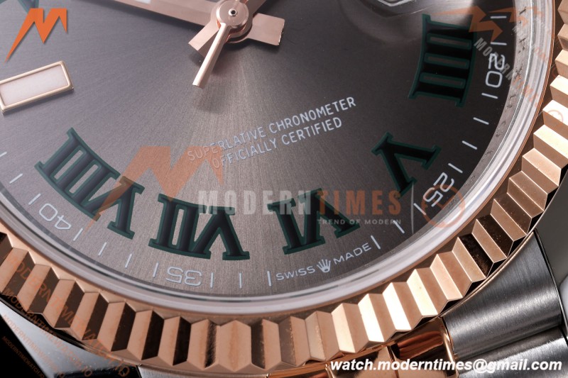 Rolex - Datejust 126231 36mm Jub Flt 904L RG/SS Grey Wimbledon/Roman QF SH3235 | 롤렉스 - 데이저스트 126231 36mm 주빌리 플라이트 904L RG/SS 그레이 윔블던/로마 숫자 QF SH3235