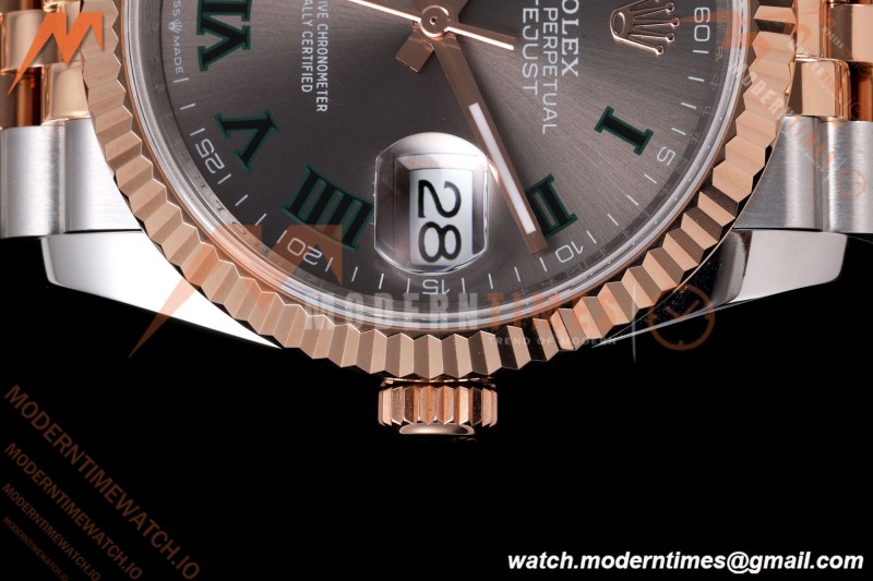 Rolex - Datejust 126231 36mm Jub Flt 904L RG/SS Grey Wimbledon/Roman QF SH3235 | 롤렉스 - 데이저스트 126231 36mm 주빌리 플라이트 904L RG/SS 그레이 윔블던/로마 숫자 QF SH3235