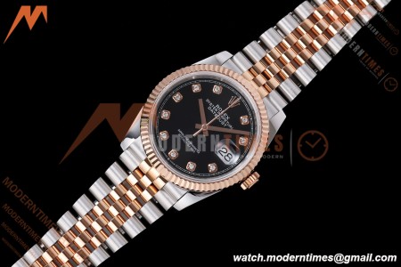 Rolex - Datejust 126231 36mm Jub Flt 904L RG/SS Blk/Dia QF SH3235