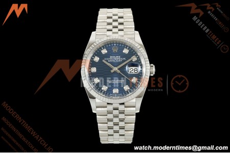 Rolex - Datejust 126234 36mm Jub Flt 904L SS/SS F-Blu/Dia VF DD3235