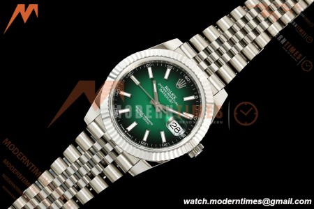Rolex - Datejust 126334 41mm Jub Flt 904L SS/SS Ombre Green/Stk QF JH3235 Free Sprung | ロレックス - デイトジャスト 126334 41mm ジュビリーブレス/フルーテッドベゼル 904Lステンレススチール オングリーングラデーション（バーインデックス） QF JH3235 フリースプラング