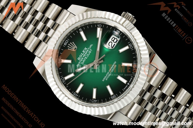 Rolex - Datejust 126334 41mm Jub Flt 904L SS/SS Ombre Green/Stk QF JH3235 Free Sprung