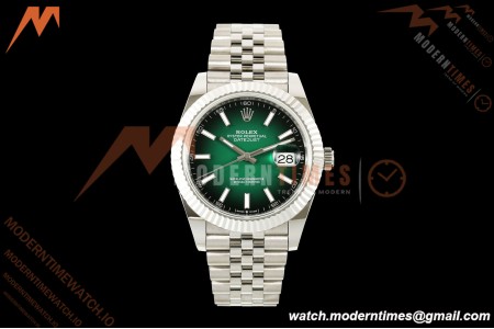 Rolex - Datejust 126334 41mm Jub Flt 904L SS/SS Ombre Green/Stk QF JH3235 Free Sprung
