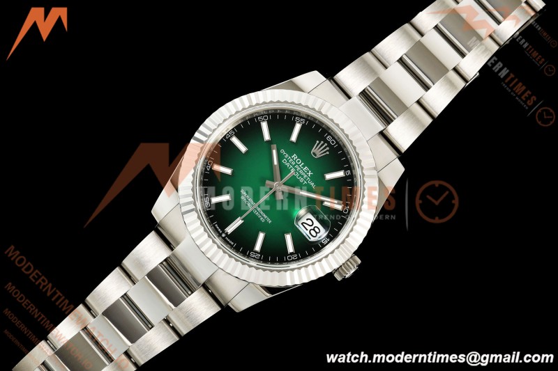 Rolex - Datejust 126334 41mm Oys Flt 904L SS/SS Ombre Green/Stk QF JH3235 Free Sprung