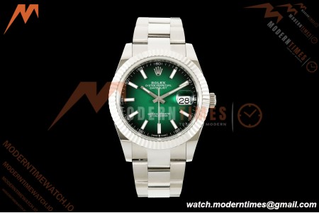 Rolex - Datejust 126334 41mm Oys Flt 904L SS/SS Ombre Green/Stk QF JH3235 Free Sprung