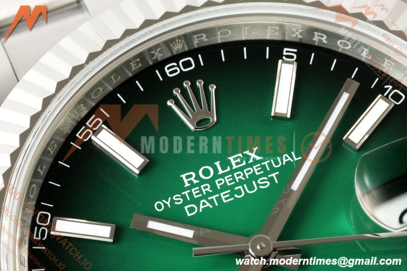 Rolex - Datejust 126334 41mm Oys Flt 904L SS/SS Ombre Green/Stk QF JH3235 Free Sprung
