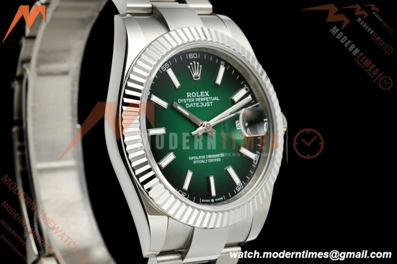 Rolex - Datejust 126334 41mm Oys Flt 904L SS/SS Ombre Green/Stk QF JH3235 Free Sprung