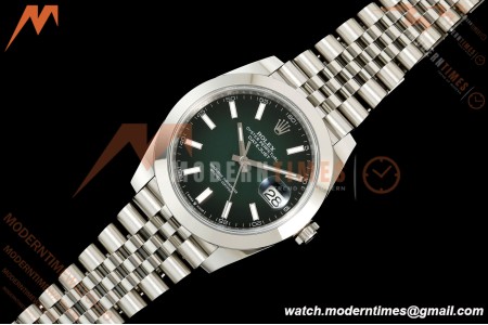 Rolex - Datejust 126300 41mm 904L  Jub Smt SS/SS Ombre Green/Stk ARF DD3235