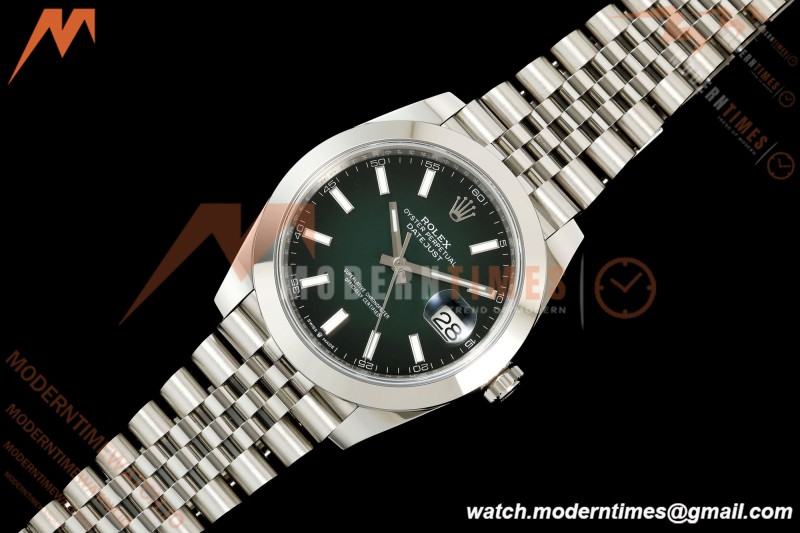 Rolex - Datejust 126300 41mm 904L  Jub Smt SS/SS Ombre Green/Stk ARF DD3235