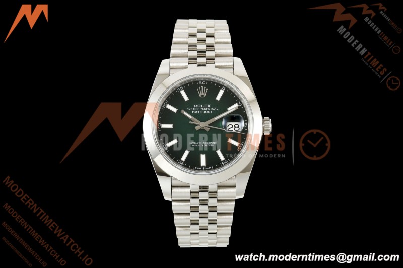 Rolex - Datejust 126300 41mm 904L  Jub Smt SS/SS Ombre Green/Stk ARF DD3235