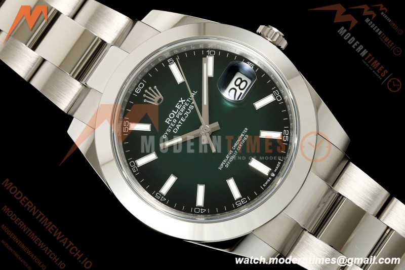 Rolex - Datejust 126300 41mm 904L  Oys Smt SS/SS Ombre Green/Stk ARF DD3235
