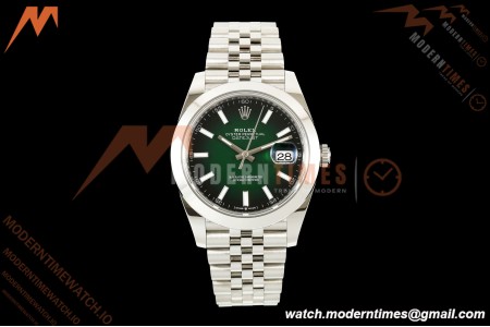 Rolex - Datejust 126334 41mm Jub Smth 904L SS/SS Ombre Green/Stk SEEKF DD3235