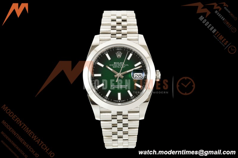 Rolex - Datejust 126334 41mm Jub Smth 904L SS/SS Ombre Green/Stk SEEKF DD3235