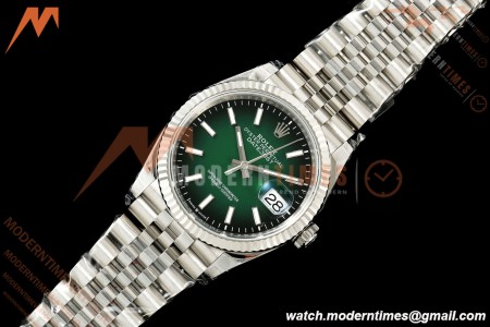 Rolex - Datejust 126234 36mm Jub Flt 904L SS/SS Ombre Green/Stk VSF V2 DD3235