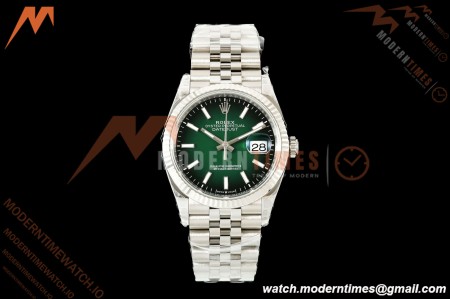 Rolex - Datejust 126234 36mm Jub Flt 904L SS/SS Ombre Green/Stk VSF V2 DD3235