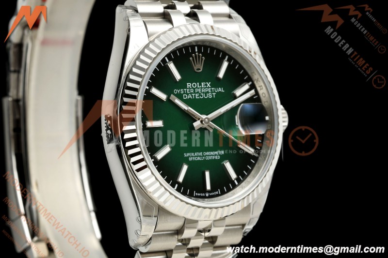 Rolex - Datejust 126234 36mm Jub Flt 904L SS/SS Ombre Green/Stk VSF V2 DD3235