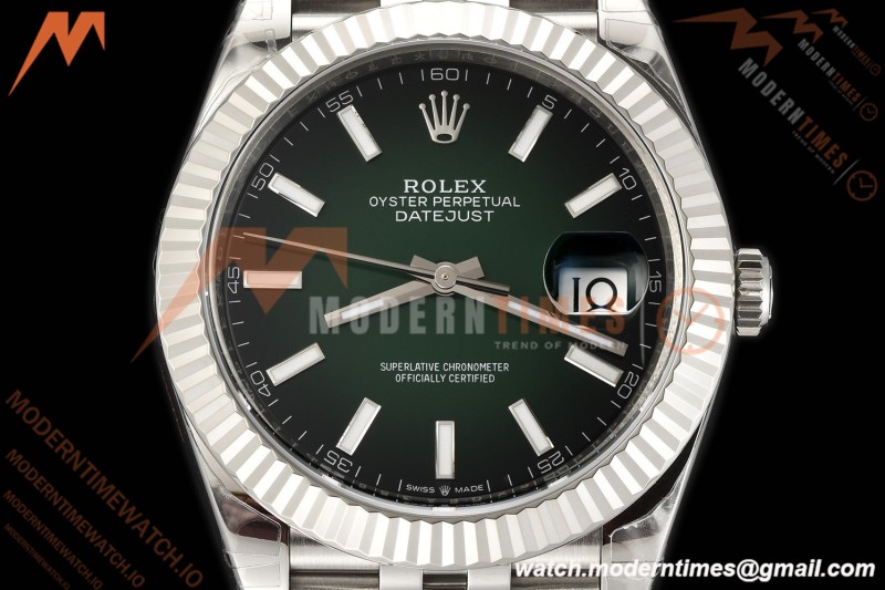 Rolex - Datejust 126334 41mm Jub Flt 904L SS/SS Ombre Green/Stk VSF V2 DD3235 Free Sprung