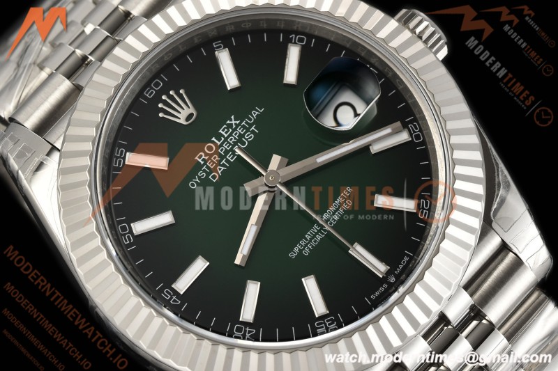 Rolex - Datejust 126334 41mm Jub Flt 904L SS/SS Ombre Green/Stk VSF V2 DD3235 Free Sprung